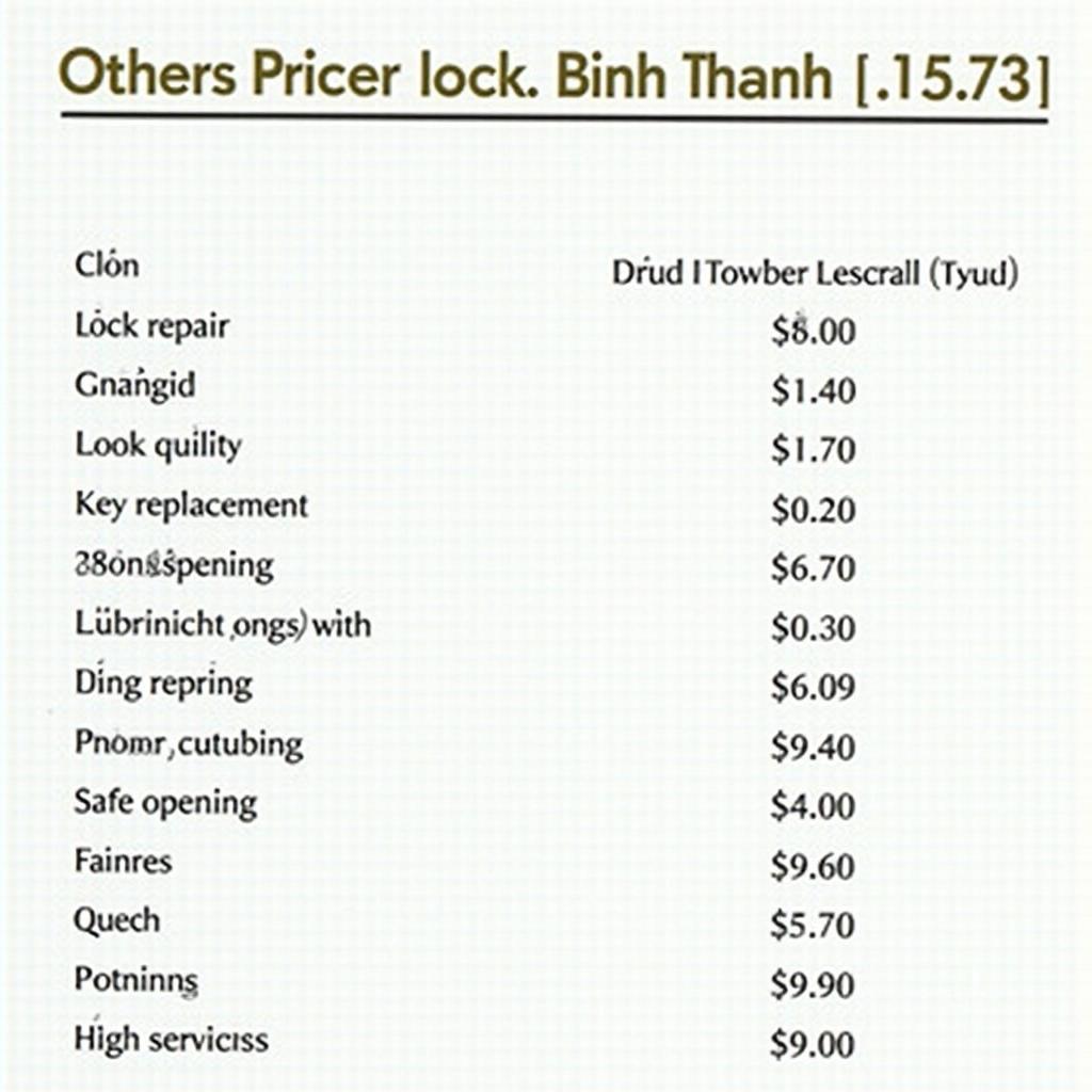 Bảng giá dịch vụ sửa khóa tại nhà quận Bình Thạnh minh bạch, chi tiết, cạnh tranh